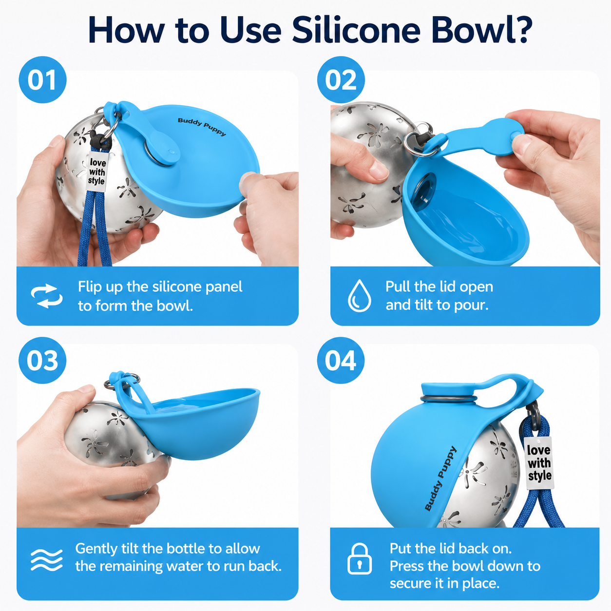 TrueBare™ Dog Water Bottle with Bowl