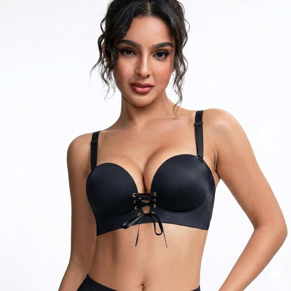 "Add Two Cups" Padded Wireless Plunge Push Up Bra