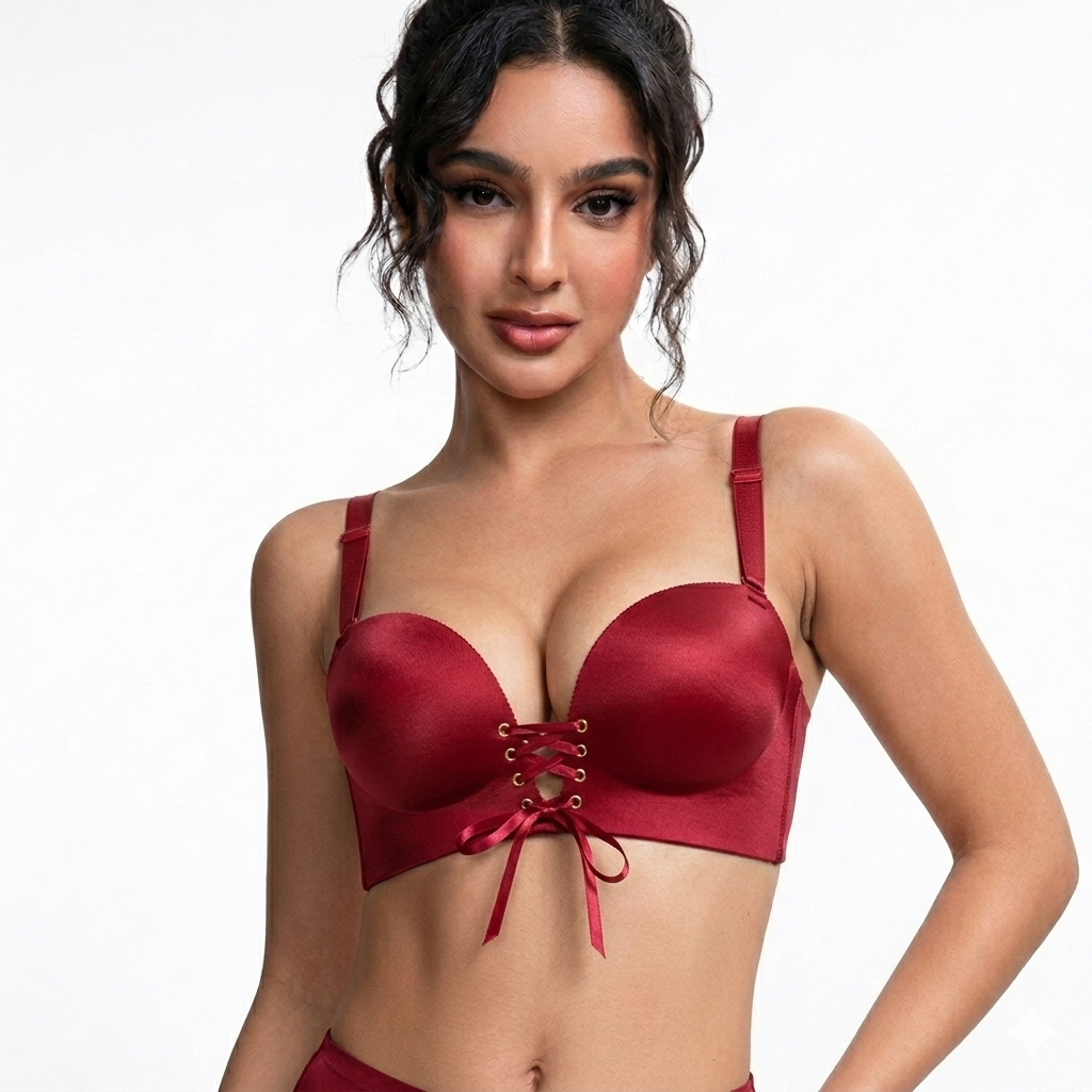 "Add Two Cups" Padded Wireless Plunge Push Up Bra