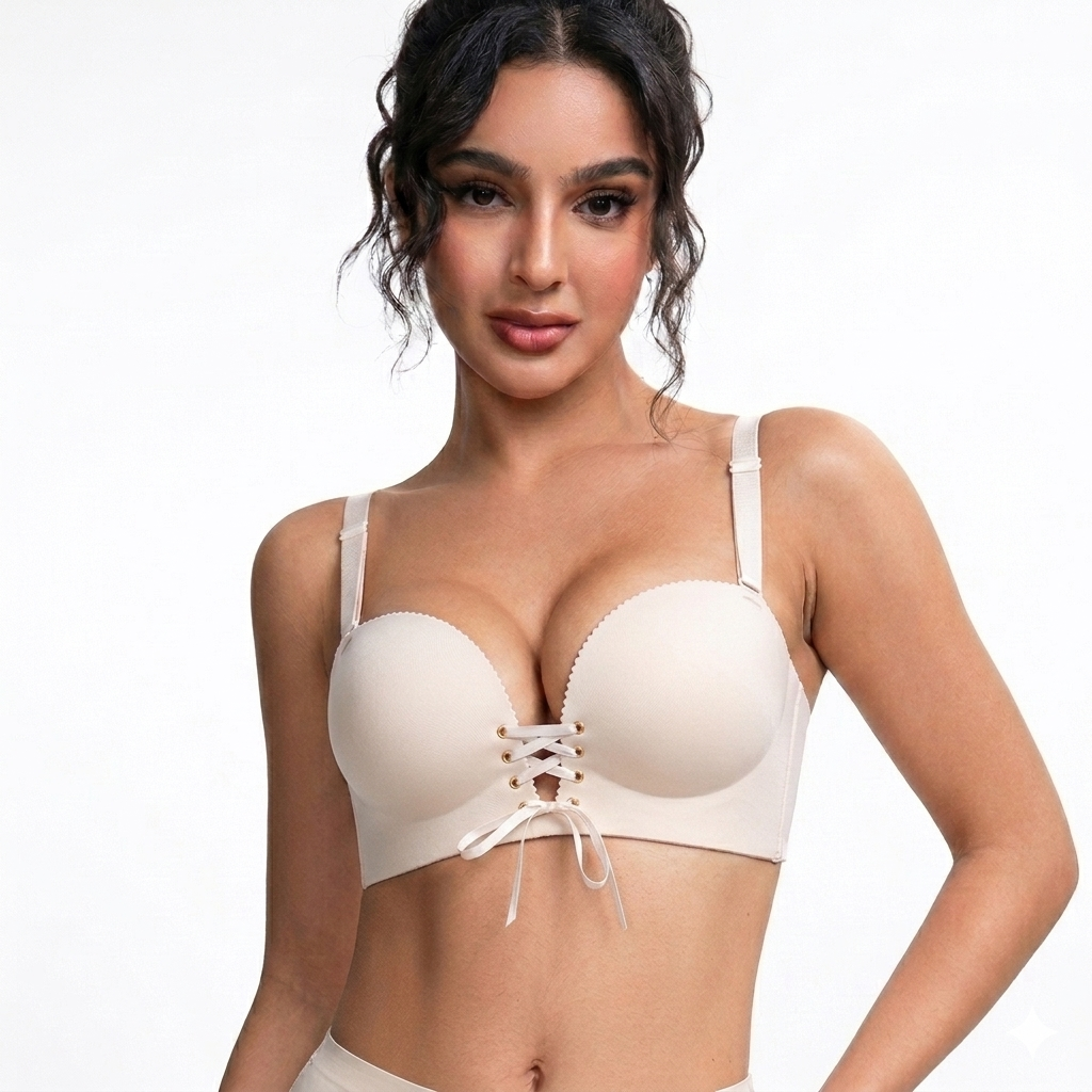 "Add Two Cups" Padded Wireless Plunge Push Up Bra